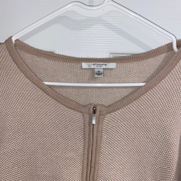 Woman's Khaki/White Zip Up Cardigan - Size XL - Picture 3 of 9